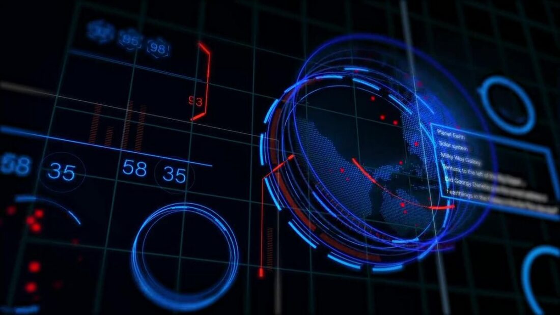 Interfaz digital futurista con datos