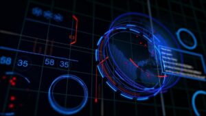 Interfaz digital futurista con datos